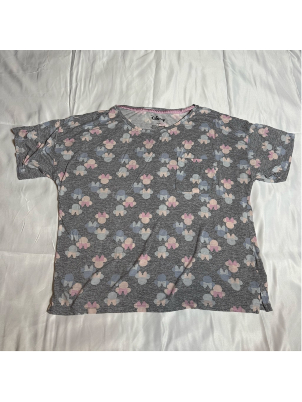 Women's Disney Gray Pink Minnie Mouse Pajama Top M